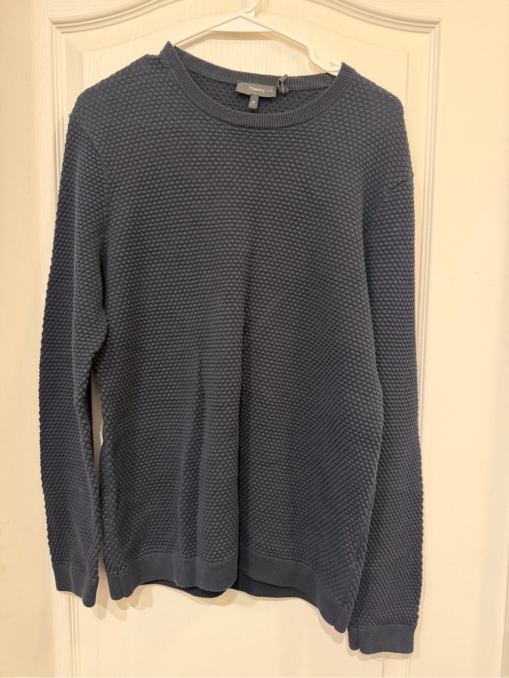 Theory women’s Crewneck Sweater — Slate Blue Textured Knit